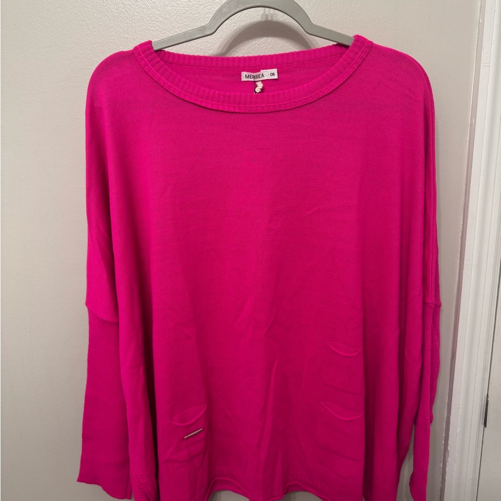 Vibrant Pink Crew Neck Sweater